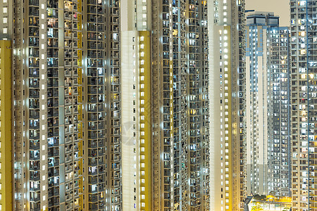 香港住宅楼外的居住区建筑袖珍都市摩天大楼景观城市住房风景民众天际场景图片