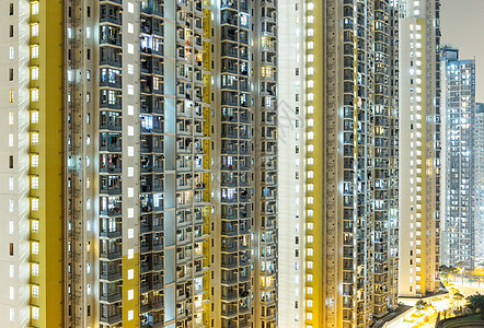 晚上在香港市风景场景袖珍摩天大楼城市天际住宅都市市中心建筑景观图片