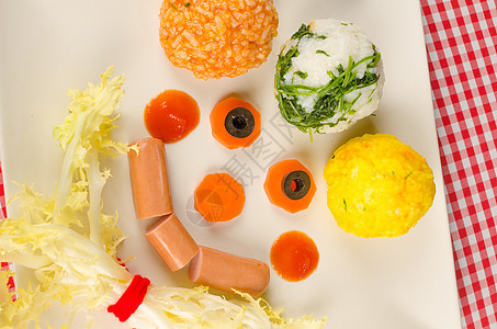 乐趣食品创造力水平装饰美食孩子们盘子小丑童年营养服务图片