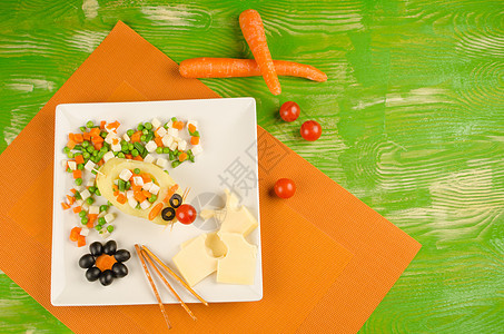 老鼠沙拉营养童年儿童盘子食物水平服务萝卜美食装饰图片