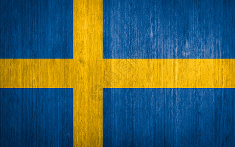 旗帜飘扬瑞典在木材背景上的旗帜背景