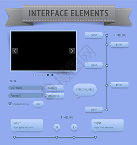 用户界面元素按钮菜单电脑控制网络网站技术蓝色软件插图背景图片