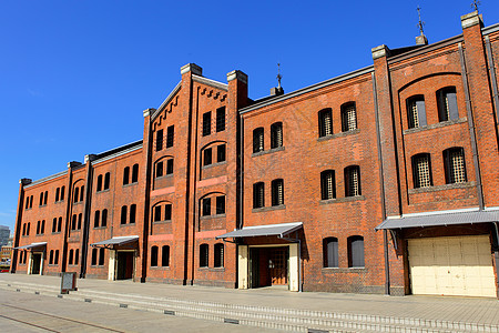 横滨红色仓库旅行城市古董旅游窗户建筑天空公园建筑学蓝色图片