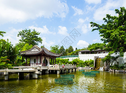 中华花园艺术环境蓝色寺庙房子文化公园建筑池塘建筑学图片