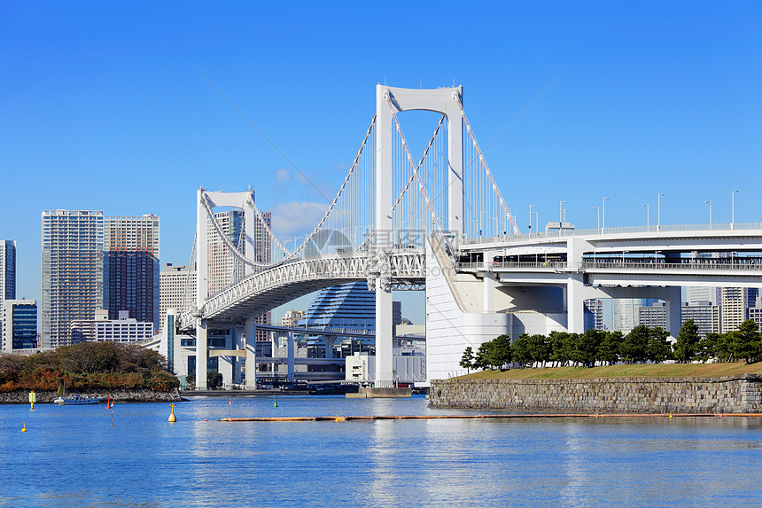 东京Odaiba电缆旅行城市港口建筑学商业金融场景天空建筑图片