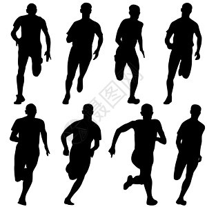 套剪影 短跑运动员 矢量图优胜者游戏跑步男人赛跑者团体竞技行动训练街道背景图片