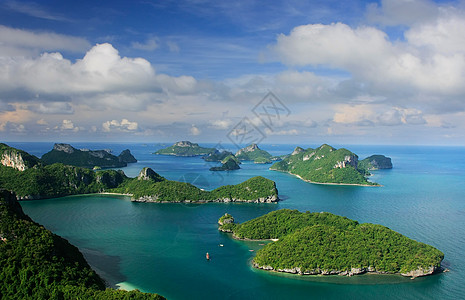泰国昂忠国家海洋公园泰国盐水海湾海岸线洞穴海岸天堂海洋森林国家蓝色图片