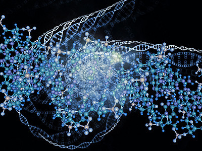 有机分子的构成纽带螺旋设计渲染蓝色生物技术粒子教育研究图片