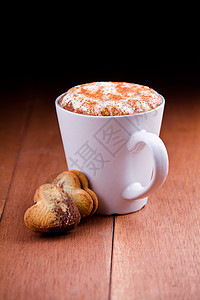 爱咖啡红色食物饼干情人棕色木头黑色巧克力橙子咖啡杯高清图片