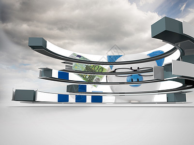 抽象屏幕上小猪库的复合图像展示天空数字银行业阳光计算机金融未来派蓝色储蓄图片