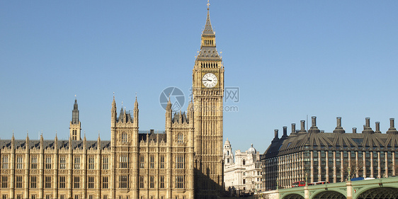 Big Ben 伦敦地标议会手表建筑房屋天空钟声蓝色图片