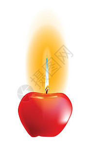 苹果 Wick红色季节性绘画燃烧卡片插图火焰灯芯庆典水果图片