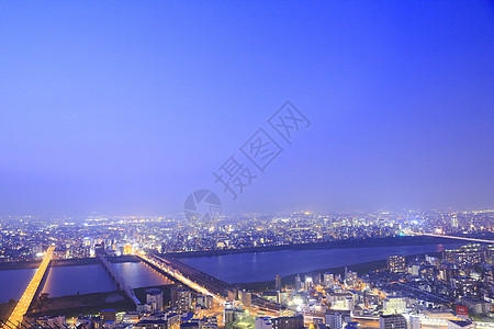 夜中大阪天线旅游吸引力商业景观风景游客地标办公室城市天际图片