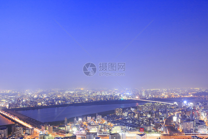 夜中大阪天线建筑物观光商业旅游地标市中心旅行天际办公室交通图片