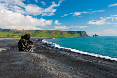 戴尔霍莱角支撑黑色作用海岸火山海滩海角海景爬坡岩石图片