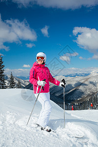 女人在滑雪板上图片