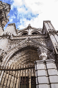 西班牙帝国城托莱多大教堂的门和正门建筑全景历史性遗产场景景观城市旅行文化大教堂图片