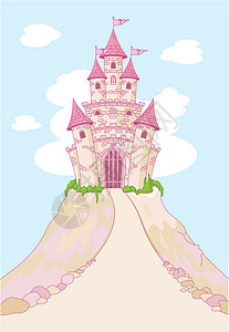 魔法城堡邀请卡邀请函皇家卡片幸福公主免版税卡通片粉色王国艺术品图片