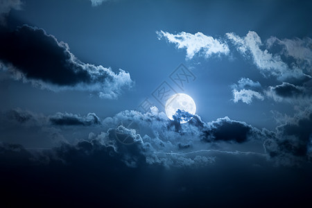 满月夜天文学月光黑色卫星宇宙天空蓝色场景圆形月球图片