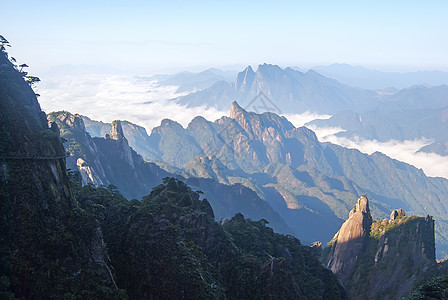 世界自然遗产三青山地貌的风景世界遗产悬崖旅游松树花岗岩山谷山脉图片