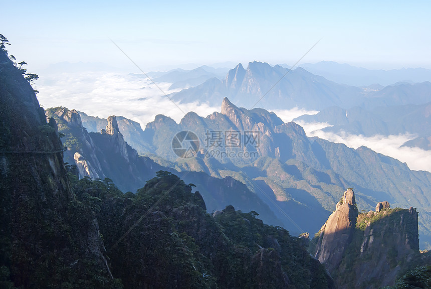 世界自然遗产三青山地貌的风景世界遗产悬崖旅游松树花岗岩山谷山脉图片