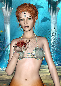 仙女美人鱼女孩女士游泳生物脊椎动物插图童话魔法海洋女性图片