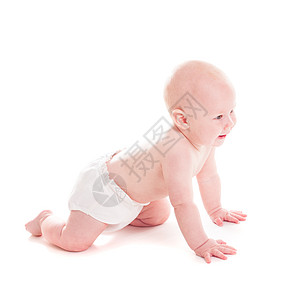 婴儿爬动纸尿裤孩子尿布金发女郎童年女孩白色儿科保健幸福图片