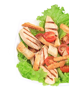 凯撒沙拉食物西红柿红色盘子绿色白色厨房维生素餐厅面包图片