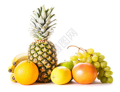 白色水果团体小吃橙子香蕉柠檬剪裁瓶子食物庆典柚子图片