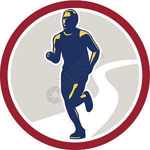 Marathon 运行者循环回转赛跑者身体素质插图男人艺术品男性圆圈运动员跑步慢跑者图片