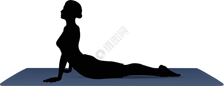 Cobra Pose 瑜伽位置的矢量插图冥想女孩姿势运动女士眼镜蛇身体训练数字女性图片