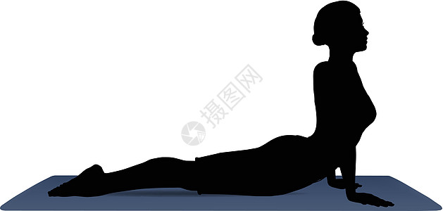 Cobra Pose 瑜伽位置的矢量插图训练眼镜蛇数字女性运动女孩健身房姿势身体黑色图片