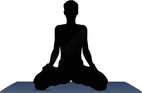 Lotus Pose 瑜伽位置的矢量插图女孩冥想健身房训练运动姿势女性身体黑色女士图片