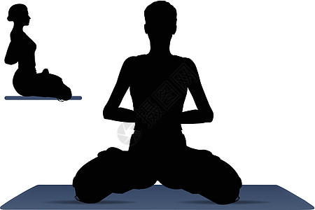 Lotus Pose 瑜伽位置的矢量插图冥想身体女孩姿势训练女士数字健身房黑色运动图片