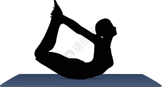 Bow Pose 瑜伽位置的矢量插图图片