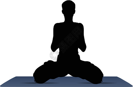 Lotus Pose 瑜伽位置的矢量插图健身房女士黑色冥想姿势数字女性训练身体女孩图片