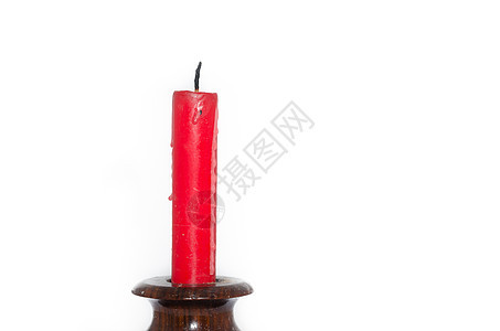 红色蜡烛木烛台烧伤棕色火焰白色美丽图片