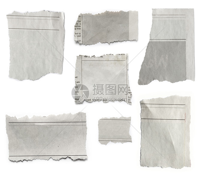 撕纸空间报纸废料照片元素空白灰色笔记纸宏观磨损图片