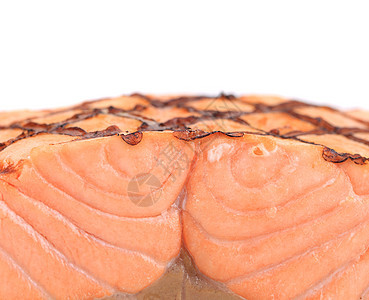 烤鲑鱼肉排贴近点橙子饮食餐厅午餐食物油炸食谱鱼片粉色白色图片