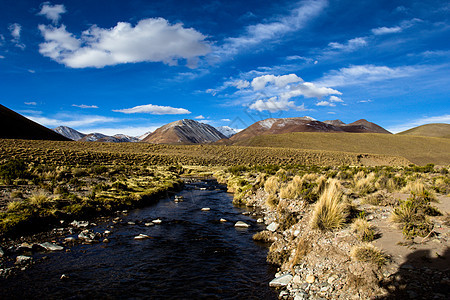 蓝色天空和白云之上的沙漠和山丘 玻利维亚阿尔提平洛公园高度野生动物国家高原山脉地形旅行地区风景图片