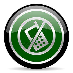 无电话图标手机警告圆圈网络适应症细胞警报按钮绿色图片