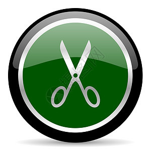 剪剪刀图标美发绿色化妆品按钮理发梳子美容师圆圈洗头沙龙图片