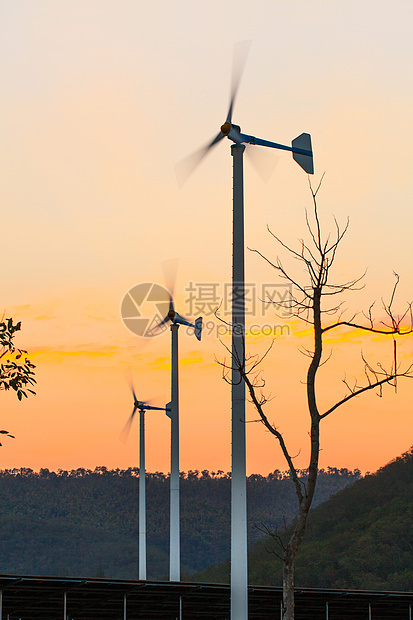 风力涡轮机蓝色活力风车农场环境工业生态力量创新金属图片