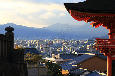 冬季日本京都庆津寺树木历史性石头旅游游客武士旅行皇帝历史宝塔图片