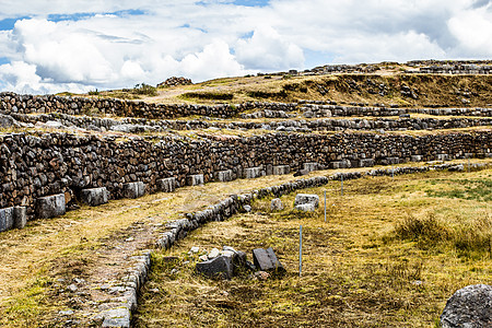 在秘鲁库斯科Cuzco看到墙壁地标旅游世界村庄文明宗教寺庙石头岩石旅行图片