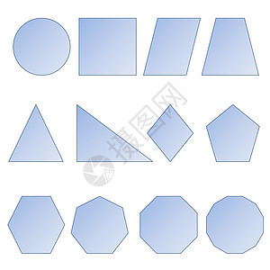 形状集艺术七边形椭圆形按钮八角形菱形电脑网络蓝色插图背景图片
