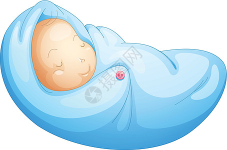 新生儿女性后代男性宝宝生命周期婴儿新生蓝色包装卡通片插画