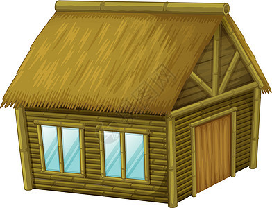 孤立的胡插图平房棕色房间窗户房子稻草木头小屋海滩图片