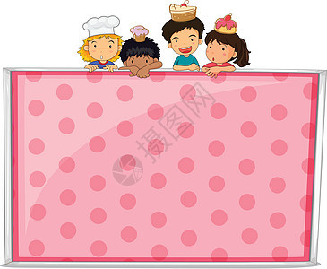 空白的人蛋糕男生食物孩子们菜单男性卡通片小吃团体插图背景图片
