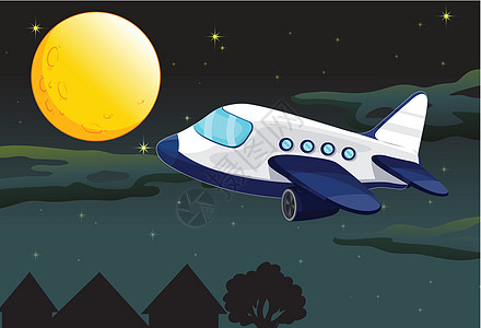月亮和飞机计划星光车辆空气运输行星房屋旅行天空月光座舱图片